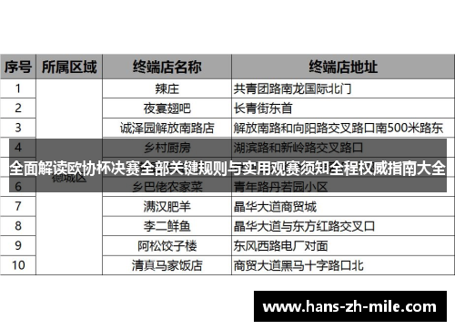 全面解读欧协杯决赛全部关键规则与实用观赛须知全程权威指南大全 全面解读欧协杯决赛全部关键规则与实用观赛须知全程权威指南大全